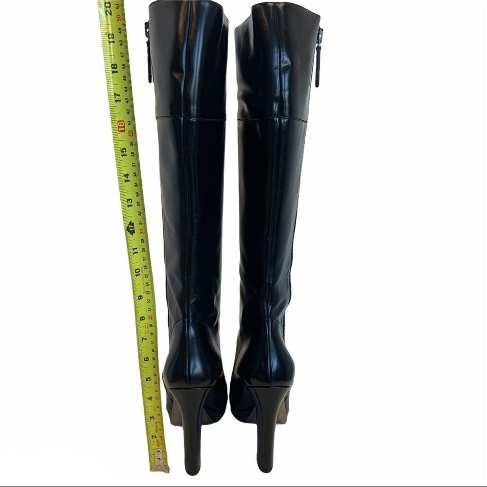 GUCCI Black Glossy Leather Knee High Platform Boot Sz 10B - Picture 5 of 16